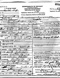 John Johnson Death Certificate
