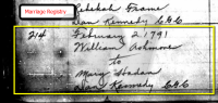 William Ashmore &amp; Mary Hadan Marriage Registry Entry - 1791