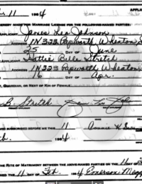 Leo &amp; Hattie Johnson - mariage certificate