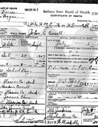 John Cossell - death certificate